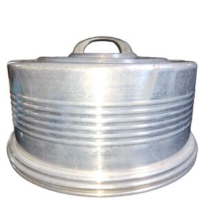 Vintage Mid Century Art Deco 2 Piece Black‎ Handled Aluminum Cake Plate 10.5"X5"